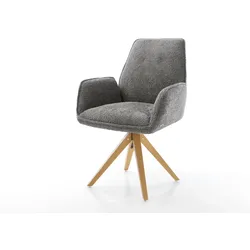 DELIFE Esszimmerstuhl Zoa-Flex Bouclé Grau Holzgestell kantig Natur Taschenfederkern, Esszimmerstühle