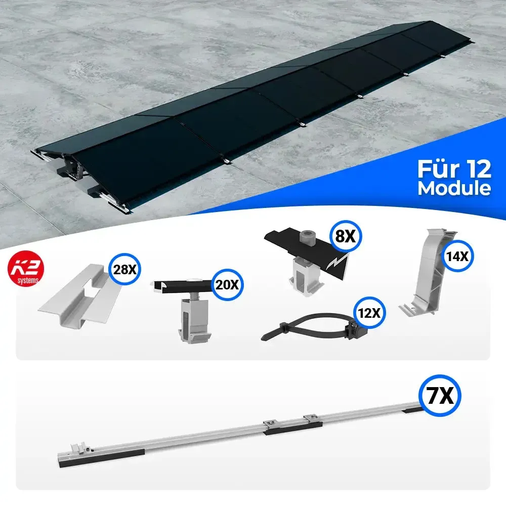 K2 Systems Flachdach Ost/West D-Dome Montageset für 12 Module - 19% MwSt.
