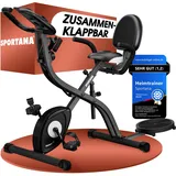 Heimtrainer Fahrrad Eagle 4 Klappbar 140kg 7 Sitzhöhen Display Trainings App 2 Fitnessbänder 4in1 Ausdauer Ergometer Hometrainer Fitnessbike - Sportana