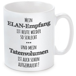 Herzbotschaft Tasse Kaffeebecher mit Motiv Mein ELAN-Empfang, Keramik, Kaffeetasse spülmaschinenfest und mikrowellengeeignet