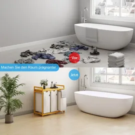 ADEL DREAM AdelDream Wäschekorb mit Bambusrahmen, 150 l, 3 Fächer Bambus Wäschesammler laundry baskets Bogendesign Wäschesortierer Hellgrau-06-16