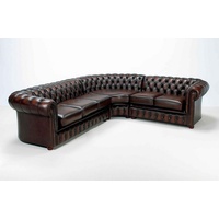 JVmoebel Ecksofa Chesterfield Ecksofa Wohnlandschaft Eckgarnitur 100% Leder Sofort braun