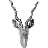 Casa Padrino Designer Geweih Deko Wand Gazelle Figur aus poliertem Aluminium - Wandfigur - Geweih - Wandgeweih