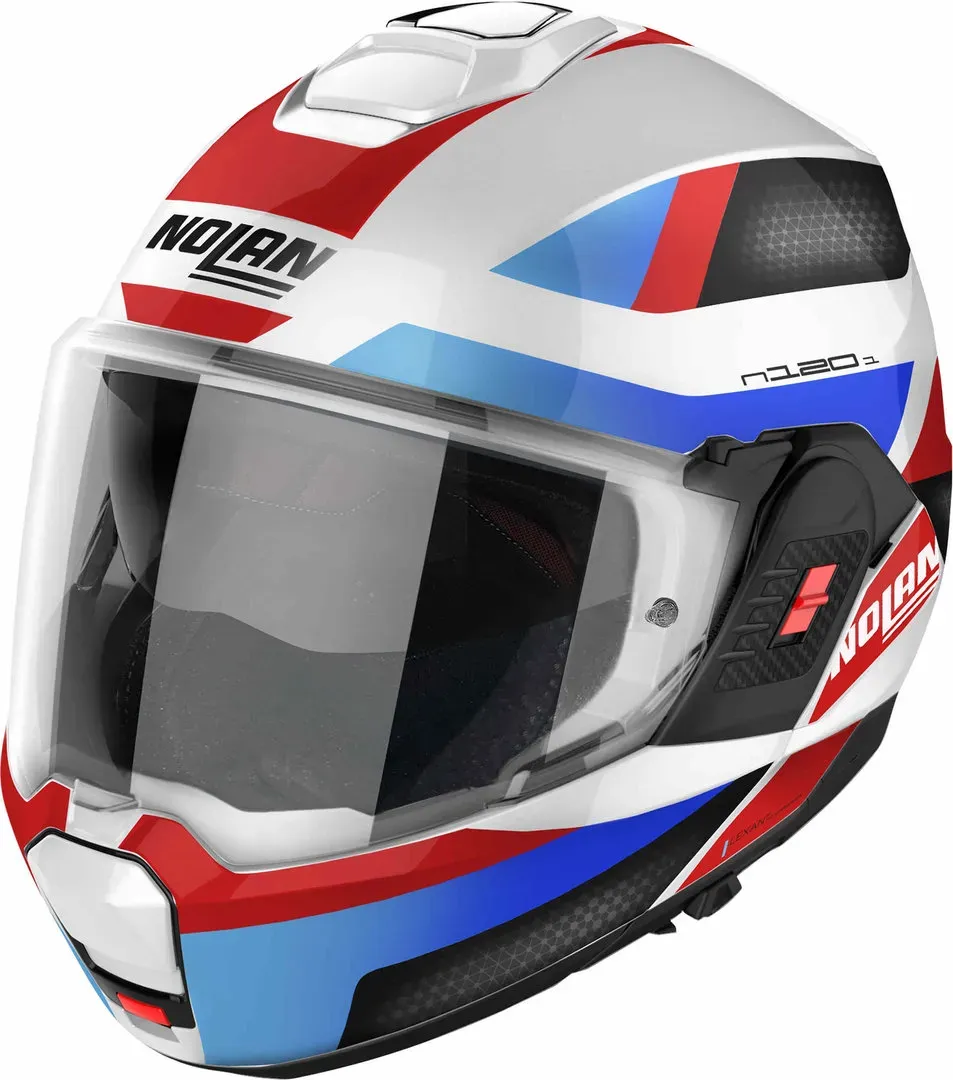 Nolan N120-1 06 Subway N-Com Helm, wit-rood-blauw, M Voorman