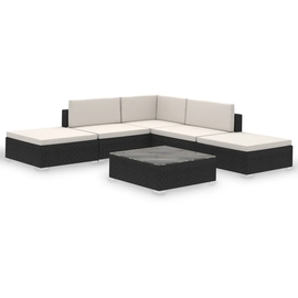 vidaXL Garten-Lounge-Set mit Auflagen schwarz/weiß