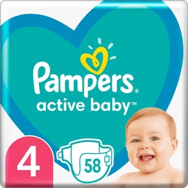 Pampers Active Baby Size 4 Einwegwindeln 9-14 kg 58 St.