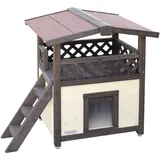 Kerbl Katzenhaus 4-Seasons Deluxe beheizbar 88x57x77 cm Dunkelbraun/Rot