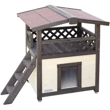 Kerbl Katzenhaus 4-Seasons Deluxe beheizbar 88x57x77 cm Dunkelbraun/Rot