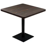 Bistrotisch MDF und Stahl Quadratisch 80×80×75cm Dunkle Esche - Braun
