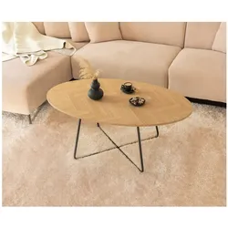 Couchtisch Oval NOVARIS - Farbauswahl Fishbone Oak