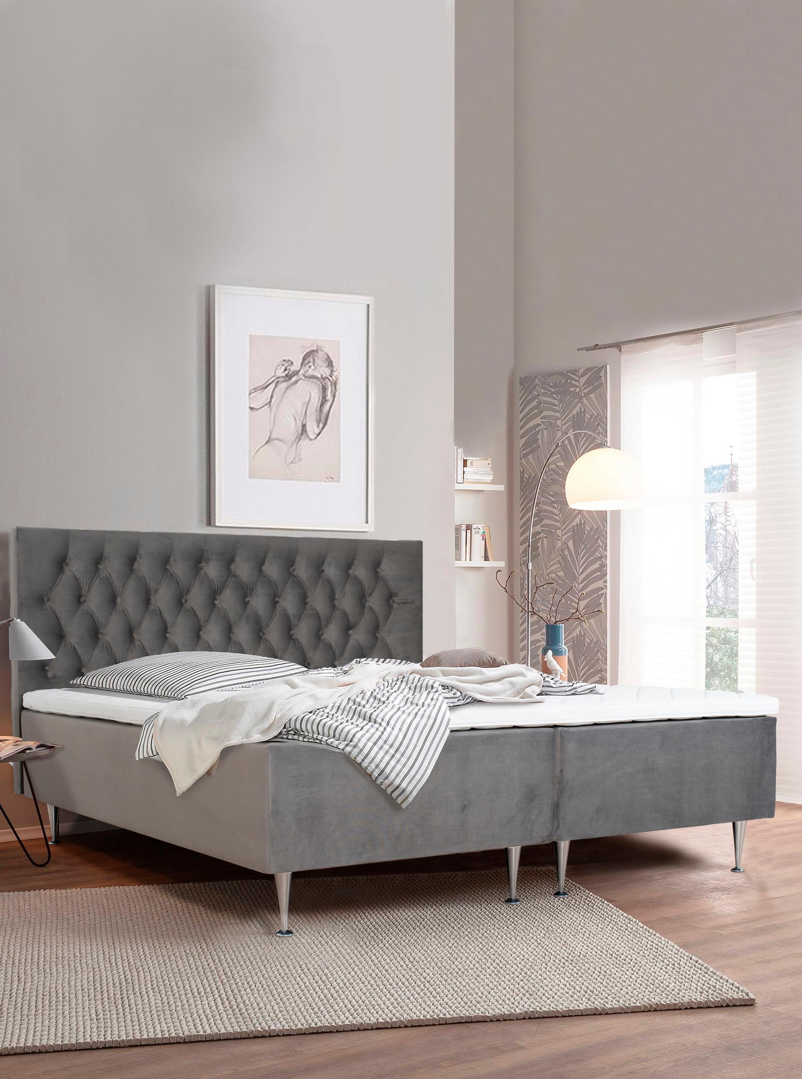 Places of Style Boxspringbett »Exclusive« PLACES OF STYLE grau