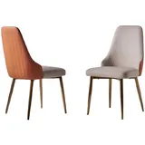 Xlmoebel Polsterstuhl Esszimmerstuhl aus Leder in Orange-Beige mit Holzbeinen (1 St), Hergestellt in Europa beige