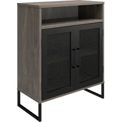 Aktenschrank DOREL HOME "Purdue", grau (grau eiche, schwarz), B:61cm H:76,5cm T:30,5cm, Spanplatte, MDF, Metall, Schränke, Türen mit Magnetverschluß, Mesh aus Metall, Breite 61 cm, Höhe 76,5 cm