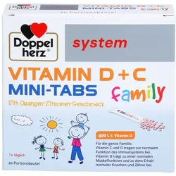 DOPPELHERZ Vitamin D+C Mini-Tabs family system 20 St.
