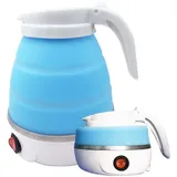 Kollapsibleer Wasserkocher, Camping-wasserkocher Silikon-wasserkocher Edelstahlboden Reise-wasserkocher 0,6l Geeignet Für Camping Oder Motorradreisen (hellblau)