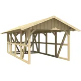 SKANHOLZ Skan Holz Carport Schwarzwald m. Dachschalung u. Abstellr. 424 x 772 cm Natur