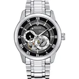 Bulova Automatic 96A119 - Herren Designer-Automatikuhr - Armband aus Edelstahl - schwarzes Zifferblatt