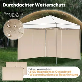 Sekey Seitenwände für Pavillon 3x3 2 Stück Khaki 3 x 3 m