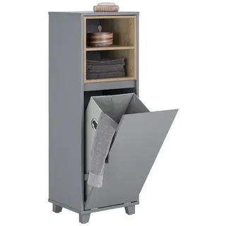 SoBuy Wäscheschrank mit ausklappbarem Wäschesammler mit 2 Fächern BZR146-DG