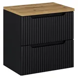 Lomadox - Waschtisch-Unterschrank 60cm, In schwarz Eiche Newport-56-black