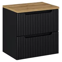 Lomadox Badezimmer Waschtisch-Unterschrank 60 cm schwarz Eiche 40 cm tief Waschbeckenschrank 2 Schubkästen B/H/T ca. 60,4/59,5/40 cm