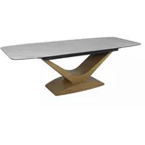 Feldmann-Wohnen Esstisch Dolce Ceramic (Tischplatte ausziehbar bis 240cm, 1-St., Marmor Optik, Tischplatte aus gehärtetem Glas), 180-240x95x76cm ausziehbar Weiß Marmor / Eiche Natur weiß