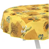 ANRO Tischdecke Sonnenblume abwaschbar Wachstuch pflegeleicht wasserabweisend (Einzelstück 1-tlg), Schmutzabweisend Rustikaler Gelb Oval 240x140cm Gartentischdecke gelb Oval | 140 cm x 240 cm