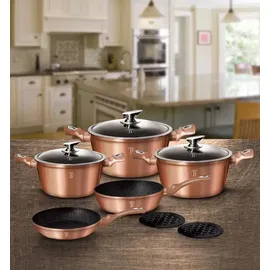 Berlinger Haus Rose Gold Topf-Set 14-tlg. 3 x Kochtopf + 2 x Bratpfanne + 3 x Messer + 4 x Küchenutensilien + 2 x Untersetzer