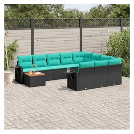 vidaXL Gartensofa-Set 11-tlg. Loungesofa schwarz
