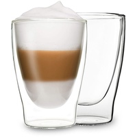 DUOS® Latte Macchiato Gläser Set 2x310ml, , Doppelwandige Kaffeegläser, Teegläser, Cappuccino , Eiskaffee Thermogläser doppelwandig Espressotassen Glas