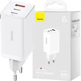 Baseus Wandladegerät Fast Charge 2xUSB-C + USB 65W (weiß)