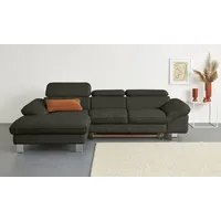 Ecksofa COTTA "Driver L-Form, B: 268 cm", hunter, B:268cm H:73cm T:169cm, LEDER BEEFY (ein abgedecktes Spalt-Rindsleder) im Sitz und Rücken (Korpus in Kunstleder);Luxus-Kunstleder;Kunstleder SOFTLUX;Leder Pampas (echtes Rindsleder), Rückseite mit schwarzem Spannstoff bezogen, Sofas, Ecksofa, Kopfteilverstellung, optional Bettfunktion & Bettkasten