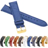 MARCHEL Croco Gold LM-130 Lederarmband 10 mm Blau Krokoprägung Uhrenarmband Krokodilmuster Uhrband Rindsleder