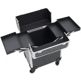 Schminkkoffer Kosmetikkoffer Trolley,Schminkkoffer mit 2 klappbare Fächer,Trolley - Aufbewahrungskoffer,Abschließbarer Kosmetikkoffer,34 * 24 * 41cm Beauty Koffer