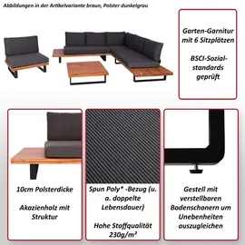 MCW Garten-Garnitur H54 4er-Set Grau Polster Dunkelgrau