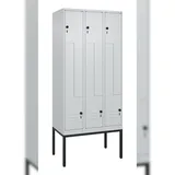 C+P Z-Spind Classic PLUS, Gestell, 6 Abteile, HxBxT 212x90x50cm, Sicherheitsdrehriegel, Hellgrau/Hellgrau von PROREGAL