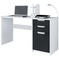 Vladon Schreibtisch, Schwarz, 129x76x60 cm, Arbeitszimmer, Schreibtische, Bürotische