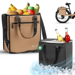 Fahrradtasche & Einkaufstasche 25L inkl. Kühltasche - Beige - Neu,oft gekauft