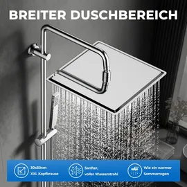 dylin gmbh Edelstahl Duschset ohne Armatur Regenduschset Chrom 30x30cm