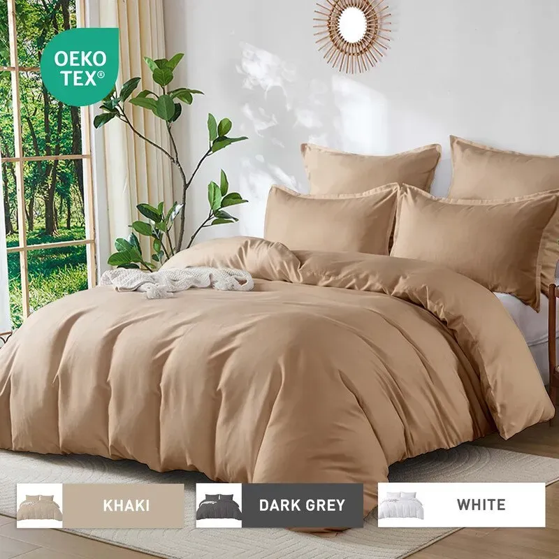 LeBonsoir Bettwäsche-Set mit Bettbezug, khaki, 240 x 220 cm / 80 x 80 cm x 2, atmungsaktiv, langlebig, weich, bequem, mit Reißverschluss, 3-teilig, inkl. 1 Bettbezug & 2 Kissenbezüge, kein Wärmebettbezug