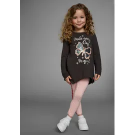 Kidsworld Langarmshirt & Leggings in rosa/anthrazit | Gr.: 92/98,