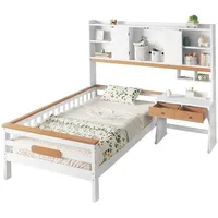 XDOVET Kinderbett, mit Stauraumschrank, mit Tisch und Schubladen, Mit