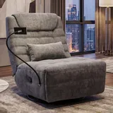 Mendler Relaxsessel HWC-P92 Chenille 82 x 96 x 82 cm Dunkelgrau drehbar mit Liegeposition