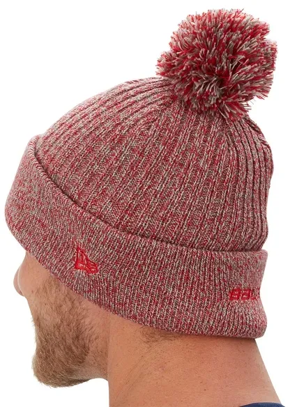 Bauer New Era Team Marl Pom Knit Beanie | OSFM Anthrazit/rot