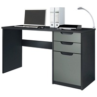 Vladon Schreibtisch Logan, Germany, Bürotisch mit 2 Schubladen und 1 Tür, Schwarz matt/Graphit Seidenmatt (129 x 76 x 60 cm)