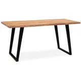 KADIMA DESIGN Schreibtisch 140x80x76 cm Massivholz / Metall Computertisch Baumkante, Homeoffice Bürotisch Massiv mit U-Beinen in Schwarz, Holztisch