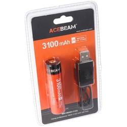 AceBeam 18650 Li-Ion Akku mit USB-C Ladeanschluss, ARC18650H-310A, 3,7V, 3100mAh