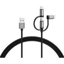 Varta USB-A auf Micro-USB/USB-C/Lightning 2 m Schwarz