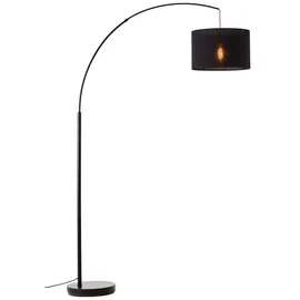 MY HOME Stehlampe »Elijah«, 1 Stk., Bogenlampe Textilschirm Stoff Ø 36cm, schwarz