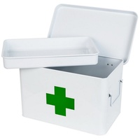 HMF Medizinschrank »1771« Erste Hilfe Box, Hausapotheke aus Metall zur Medikamenten Aufbewahrung weiß 32.5 cm x 20.5 cm x 20 cm